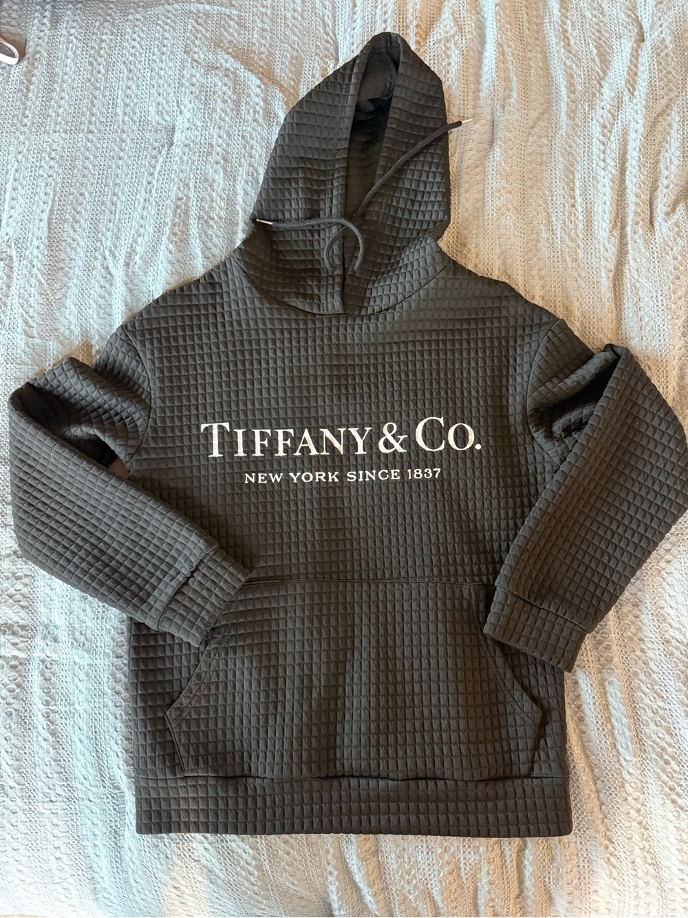 Black Quilted Waffle Hoodie